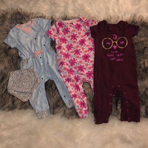 3 Cat & Jack one-piece outfits. 6-9 Month
